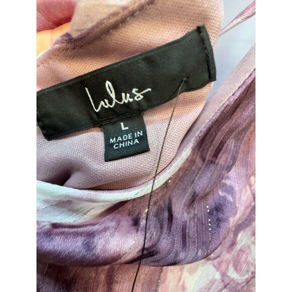 Lulus Sparkling Summer Purple Floral Lurex Maxi Dress Womens Sze L Boho Slit NWT - Picture 4 of 16